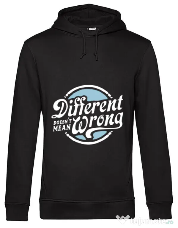 Hoodie barbat cu gluga Different Doesnt Mean Wrong Negru