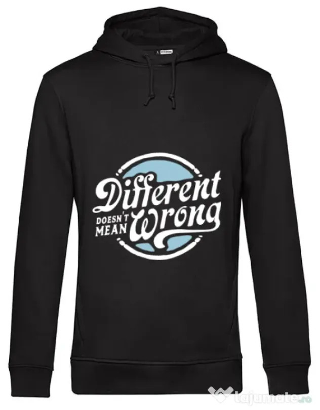 Hoodie barbat cu gluga Different Doesnt Mean Wrong Negru