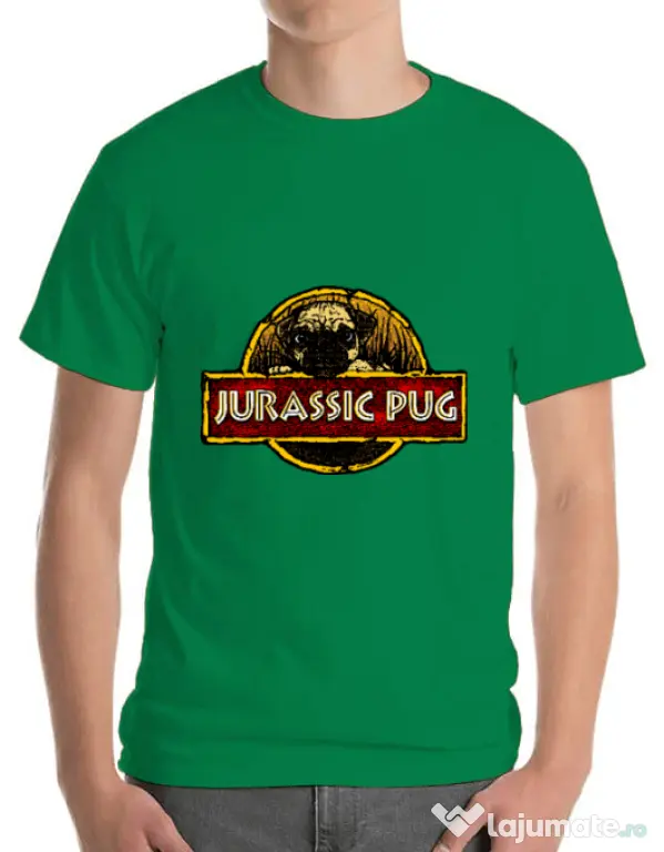 Tricou ADLER barbat Jurassic Pug Verde mediu