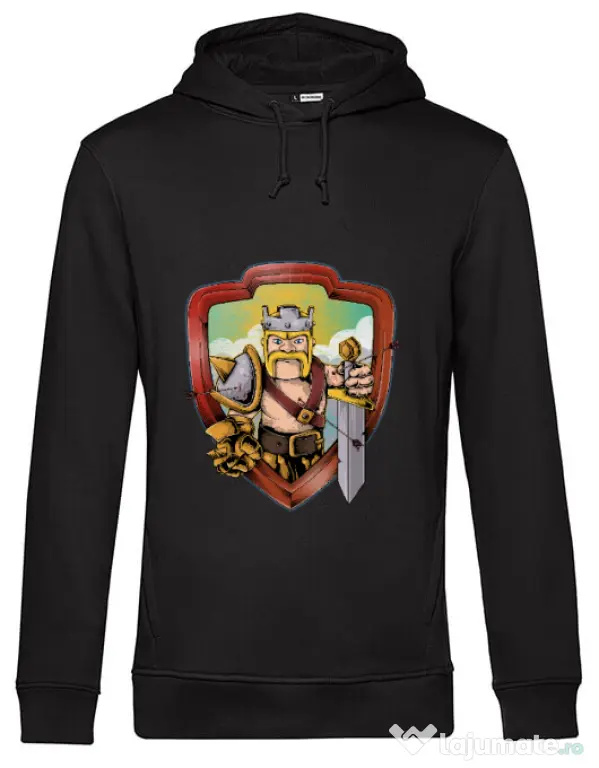 Hoodie barbat cu gluga The Barbarian Negru