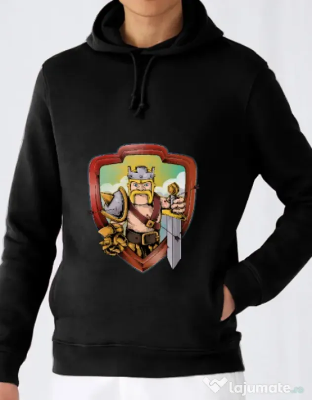 Hoodie barbat cu gluga The Barbarian Negru