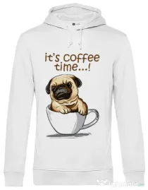 Hoodie barbat cu gluga Its Coffee Time Alb