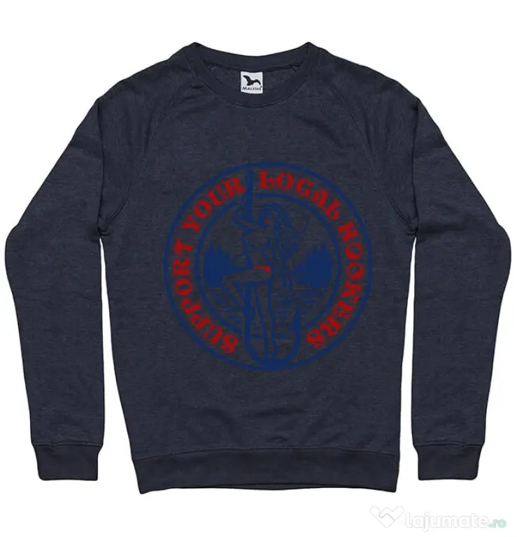 Bluza ADLER barbat SUPPORT YOUR LOCAL HOOKERS Denim inchis