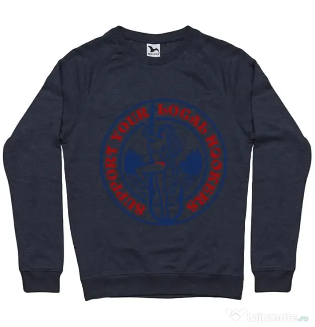 Bluza ADLER barbat SUPPORT YOUR LOCAL HOOKERS Denim inchis