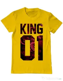 Tricou ADLER barbat Flower king Galben