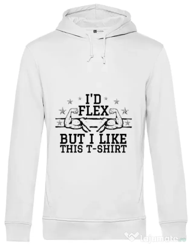 Hoodie barbat cu gluga I like this tshirt Alb