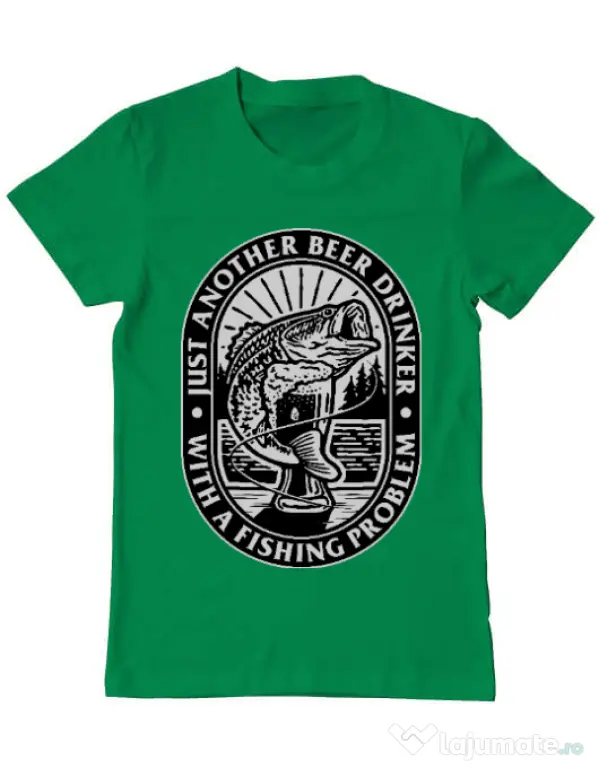Tricou ADLER barbat Fishing problem Verde mediu