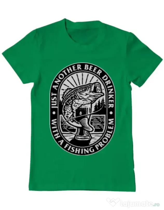Tricou ADLER barbat Fishing problem Verde mediu
