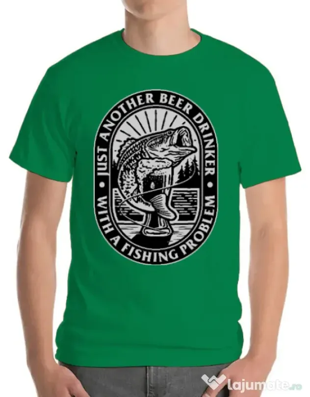 Tricou ADLER barbat Fishing problem Verde mediu