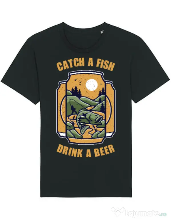 Tricou STANLEY STELLA barbat Catch a fish Negru