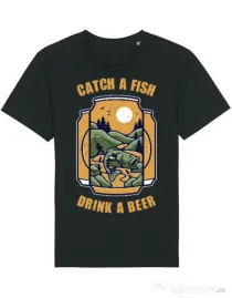 Tricou STANLEY STELLA barbat Catch a fish Negru