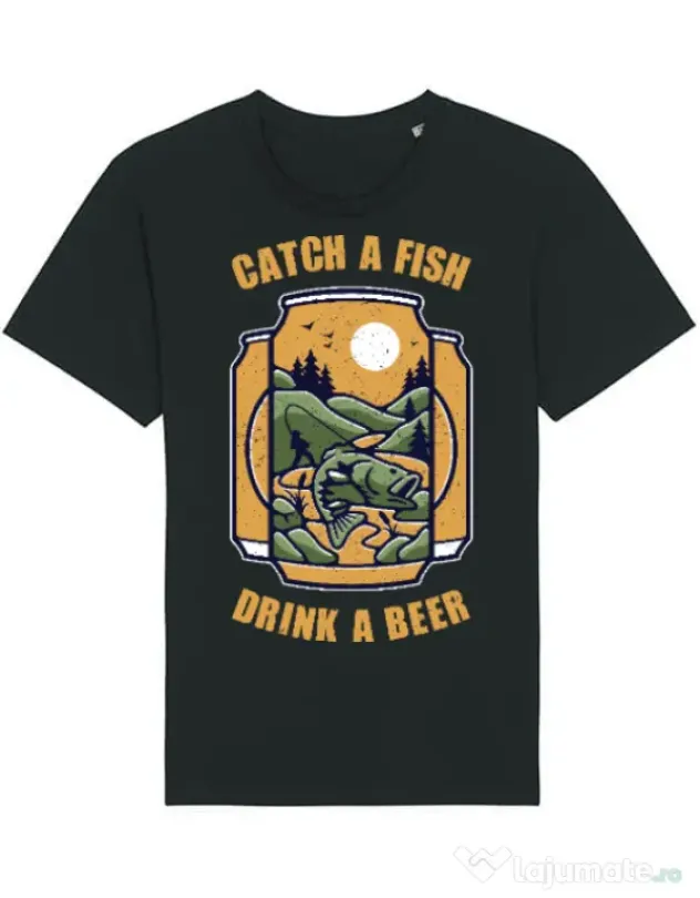 Tricou STANLEY STELLA barbat Catch a fish Negru