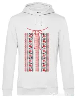 Hoodie barbat cu gluga Etno 2 Alb