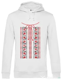 Hoodie barbat cu gluga Etno 2 Alb