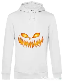 Hoodie barbat cu gluga Scary pumpkin face Alb