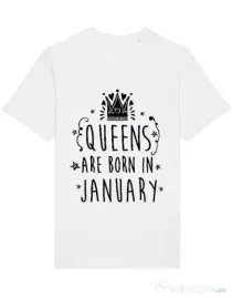 Tricou STANLEY STELLA barbat Queens are born in January Alb