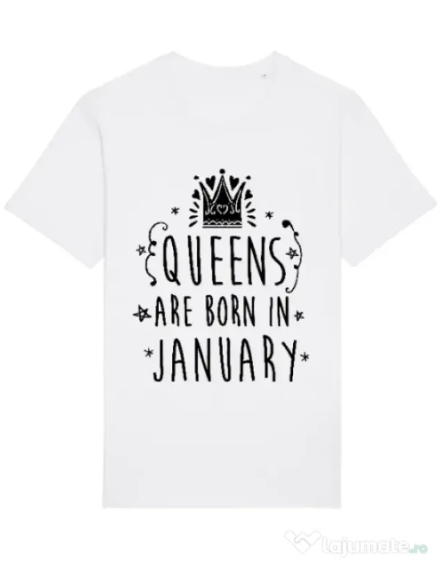 Tricou STANLEY STELLA barbat Queens are born in January Alb