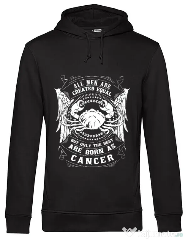 Hoodie barbat cu gluga The best men are born as Cancer Negru