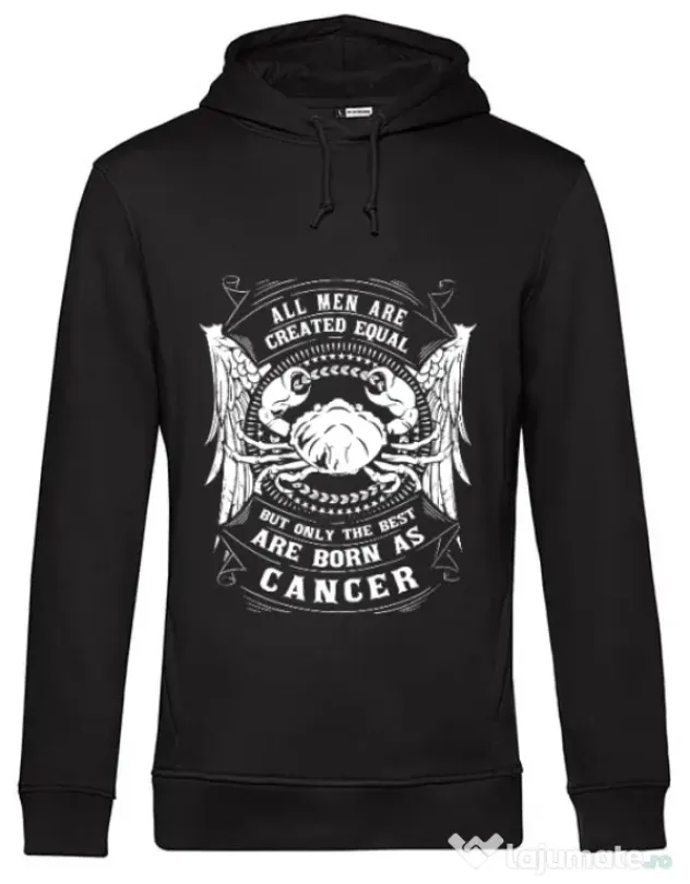 Hoodie barbat cu gluga The best men are born as Cancer Negru