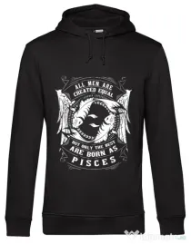 Hoodie barbat cu gluga The best men are born as Pisces Negru
