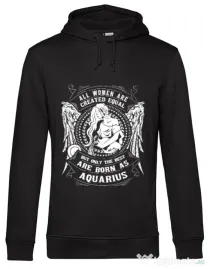 Hoodie barbat cu gluga The best women are born as Aquarius Negru