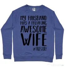 Bluza ADLER barbat Awesome wife Albastru melanj