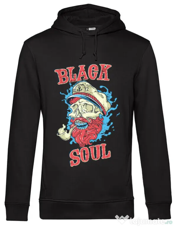 Hoodie barbat cu gluga Black soul Negru