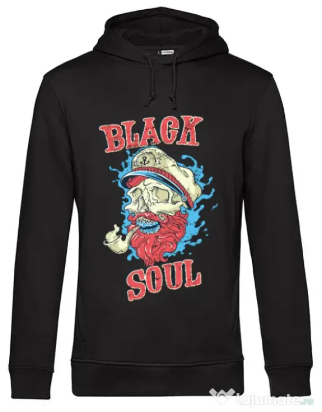 Hoodie barbat cu gluga Black soul Negru