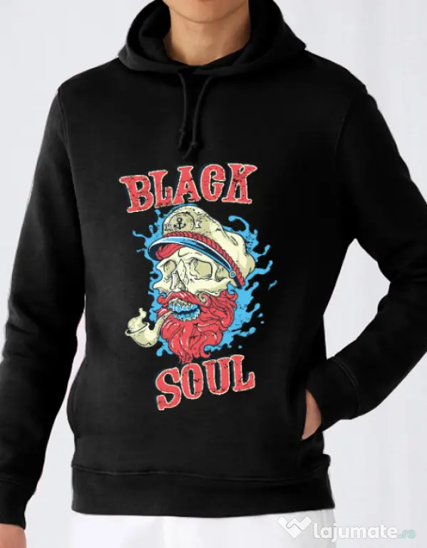 Hoodie barbat cu gluga Black soul Negru