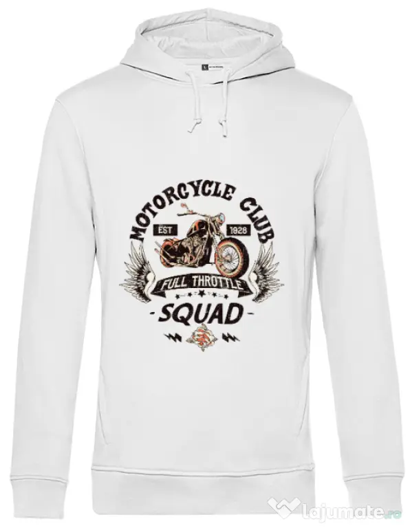 Hoodie barbat cu gluga Motorcycle club Alb