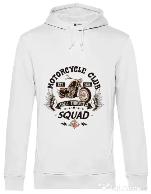 Hoodie barbat cu gluga Motorcycle club Alb