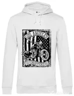 Hoodie barbat cu gluga Flag and bike Alb