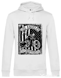 Hoodie barbat cu gluga Flag and bike Alb