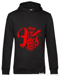 Hoodie barbat cu gluga Fuck yeah Negru