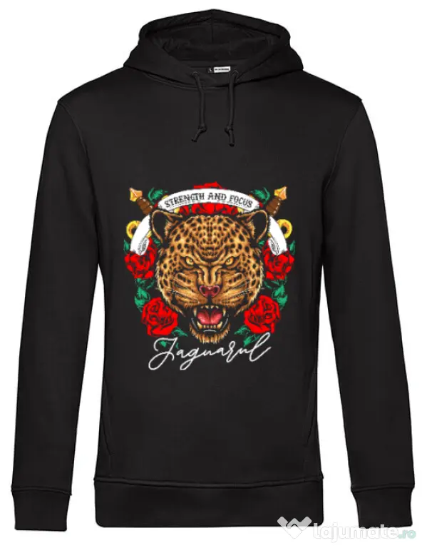 Hoodie barbat cu gluga Strenght and focus Negru