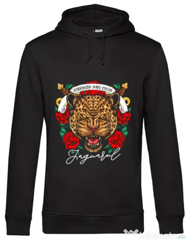 Hoodie barbat cu gluga Strenght and focus Negru