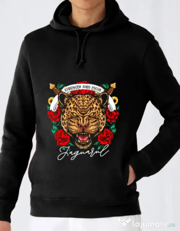 Hoodie barbat cu gluga Strenght and focus Negru