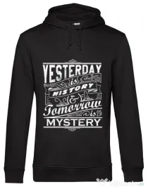 Hoodie barbat cu gluga Yesterday is history Negru