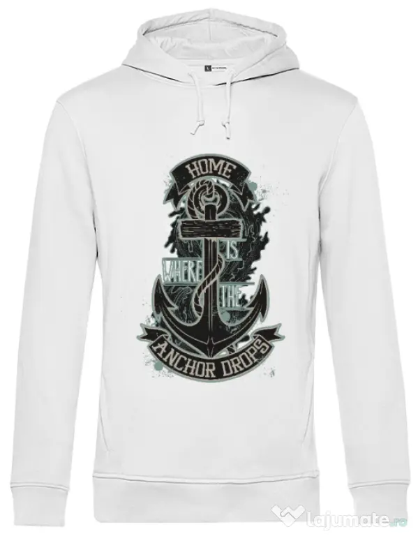 Hoodie barbat cu gluga The anchor drops Alb