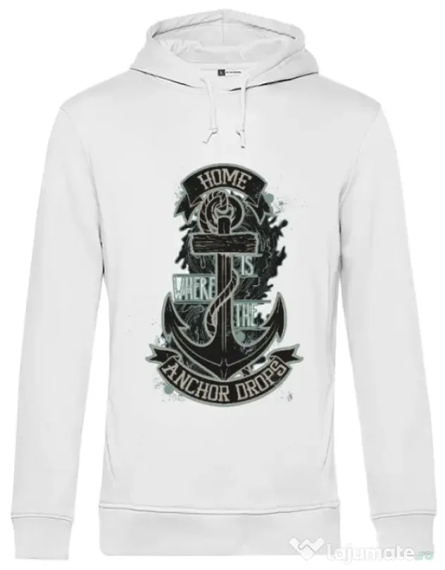 Hoodie barbat cu gluga The anchor drops Alb