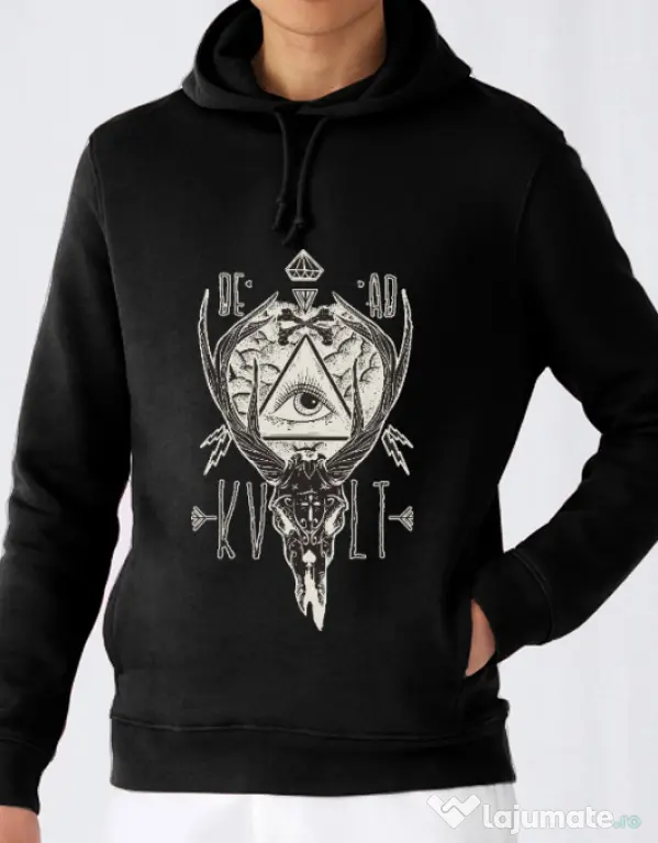 Hoodie barbat cu gluga Dead kult Negru