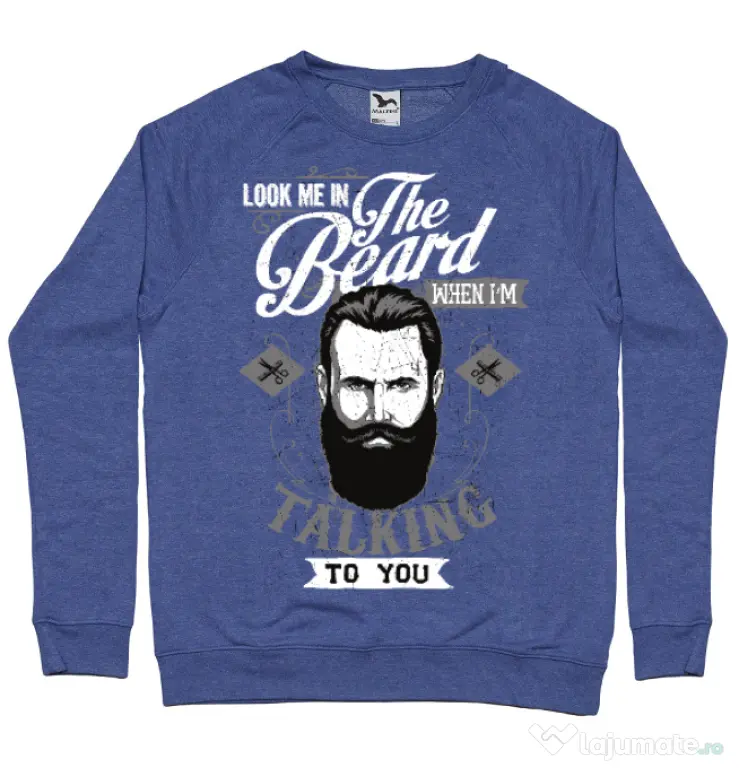 Bluza ADLER barbat Look me in the beard Albastru melanj