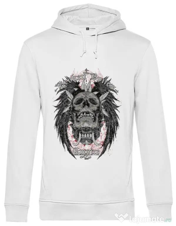 Hoodie barbat cu gluga Broken Bones Empire Alb