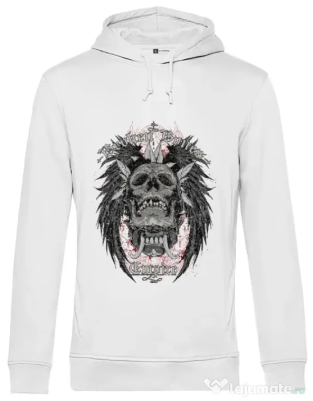 Hoodie barbat cu gluga Broken Bones Empire Alb