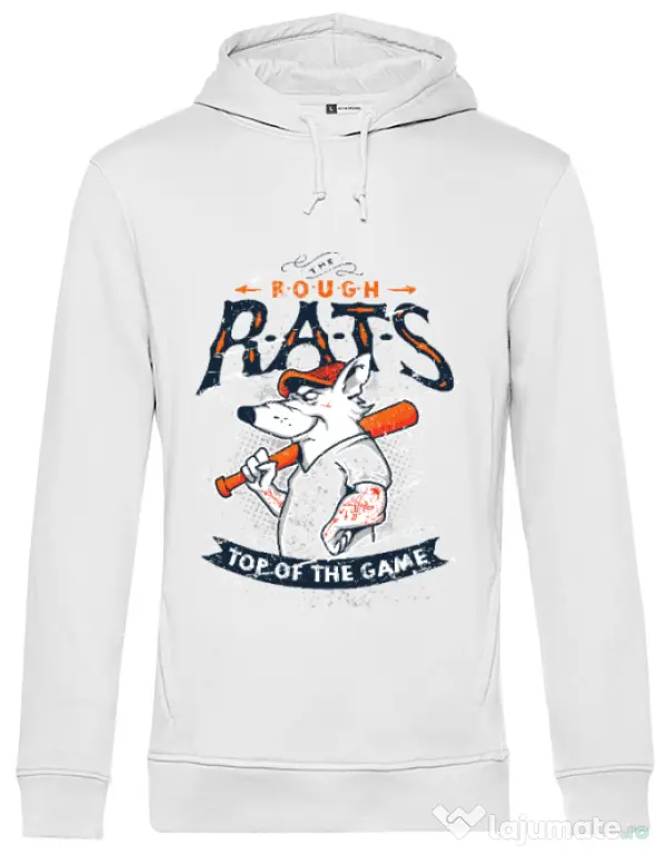 Hoodie barbat cu gluga The rough rats Alb