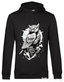 Hoodie barbat cu gluga Owl Negru