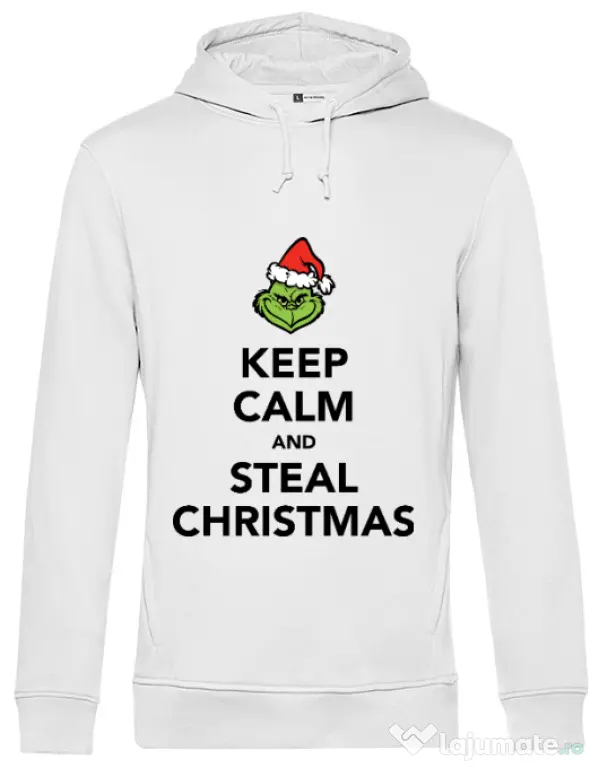 Hoodie barbat cu gluga Steal Christmas Alb