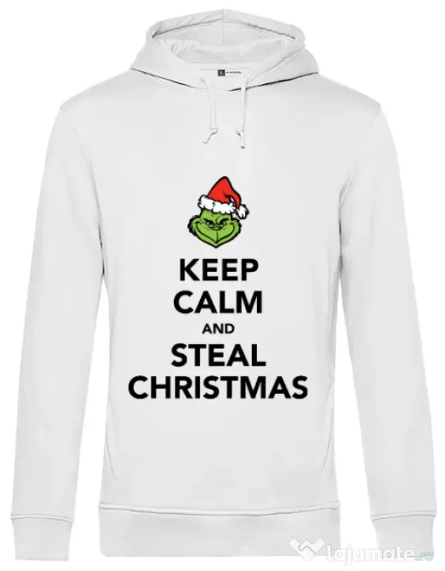 Hoodie barbat cu gluga Steal Christmas Alb