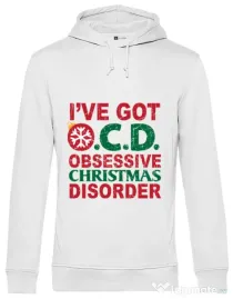 Hoodie barbat cu gluga Obsessive Christmas Disorder Alb