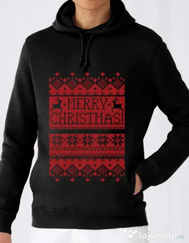 Hoodie barbat cu gluga Greetings Negru